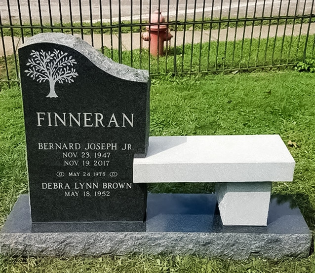 Finneran Black Headstone with White Bench