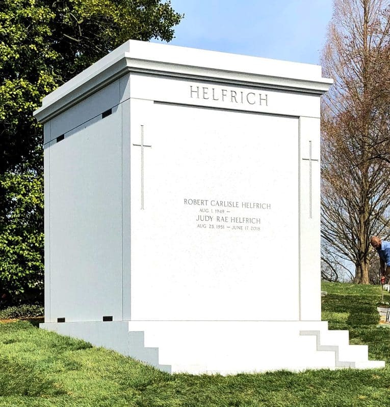 Side Photo of Helfrich Mausoleum with Classic Cross Design