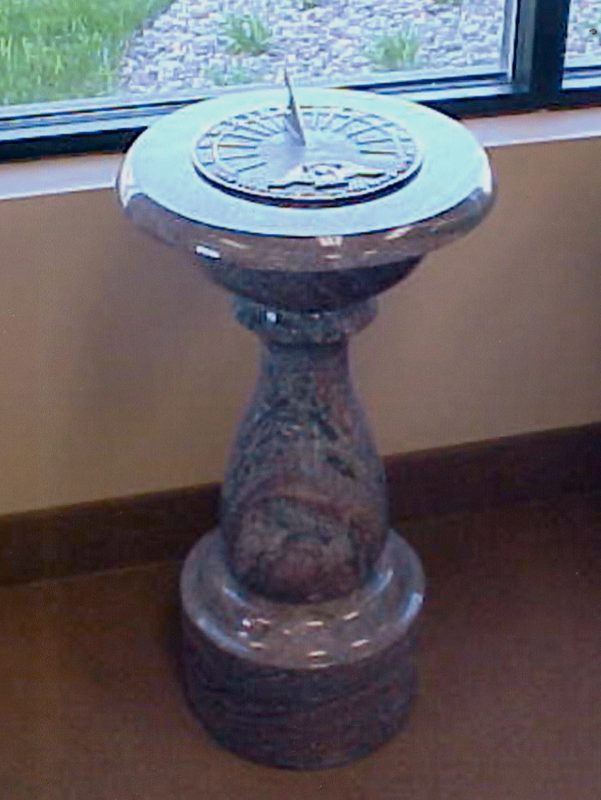 Cremation Home and Garden Sundial on Granite Pedestal