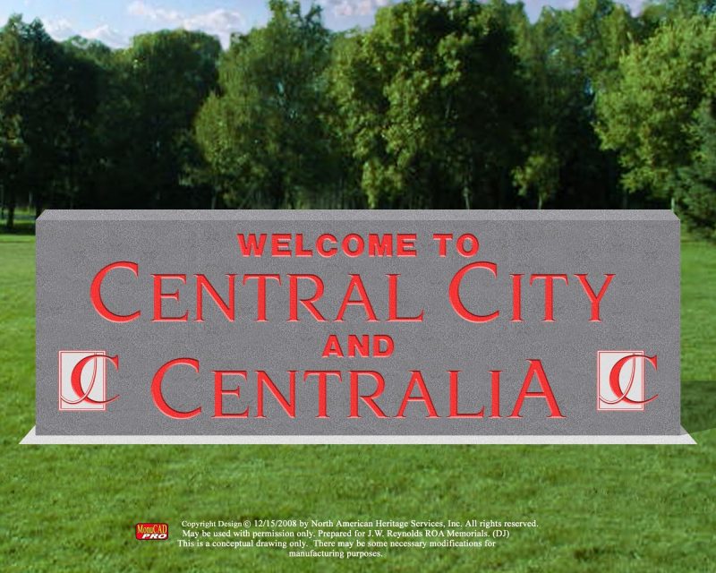 Central City and Centralia Granite Sign