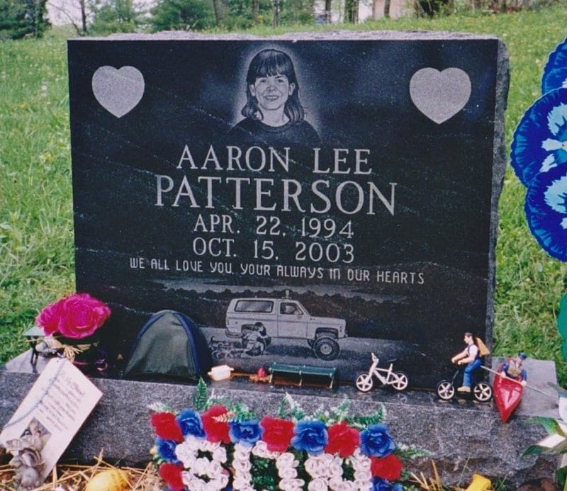 Patterson Young Girl Running with Dogs Etching Gravestone