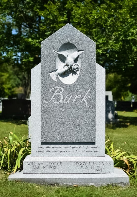 Burk Angel Hand and Rose Sculpture on Headstone